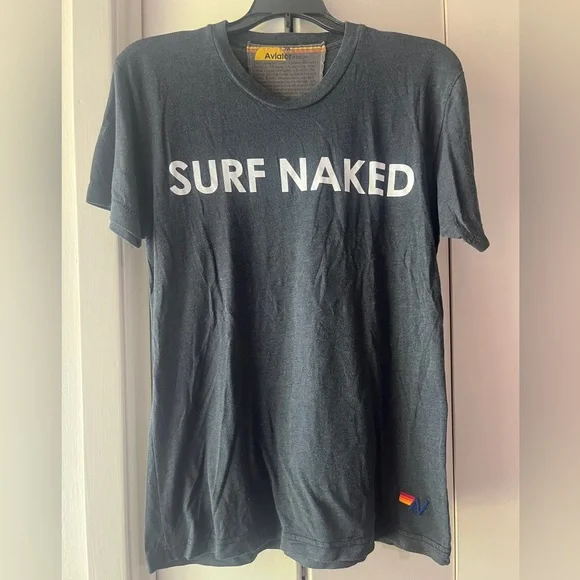Aviator Nation. Unisex M Surf Naked Tee in Charcoal Gray - Picture 4 of 9